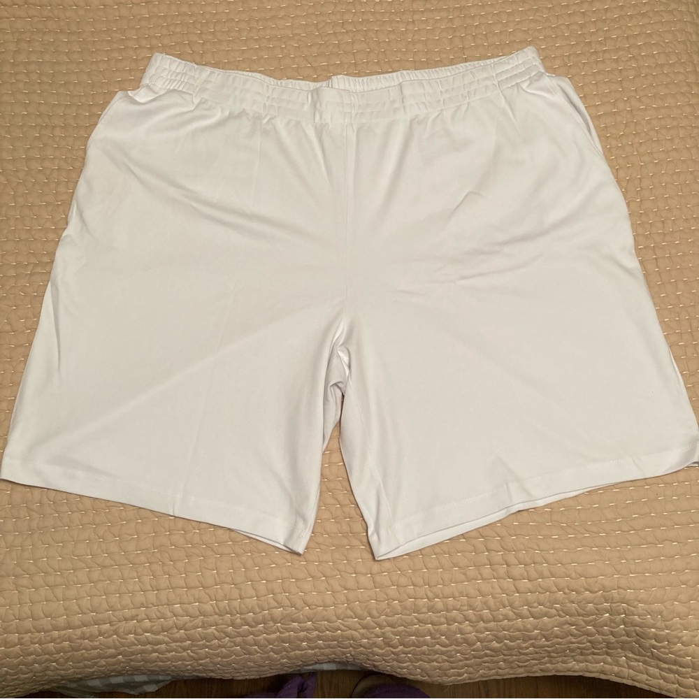Lands End Women's White Stretch Cotton Knit Comfort Pocket Shorts 3X PLUS